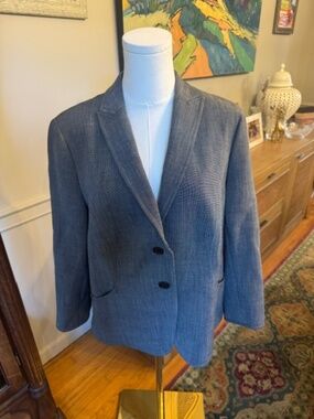 Akris Punto Gray Textured Tailored Blazer Jacket Luxury Designer Size 12